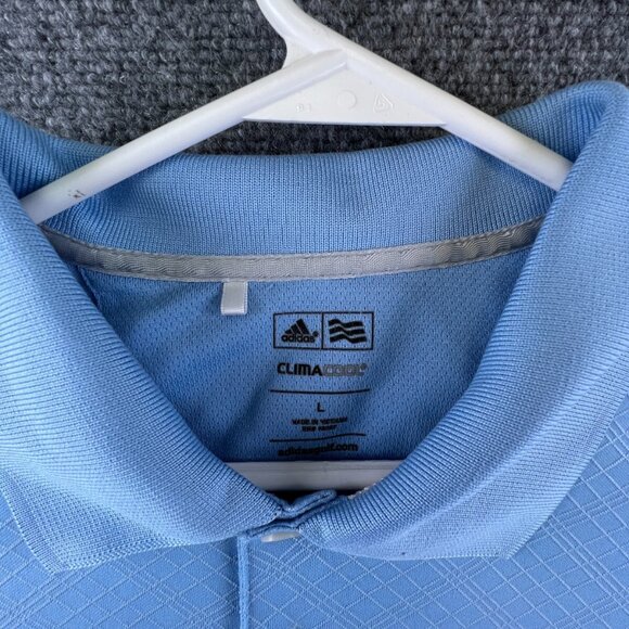Adidas Golf Climacool Polo Shirt Short Sleeve Blue Geometric Men’s Casual Top - Picture 4 of 12